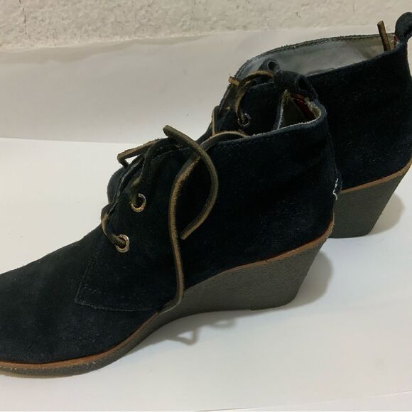 Sperry Top Sider Harlow Bootie Women's 7 Black Suede Wedge Ankle Boots 9103037 - Picture 3 of 14